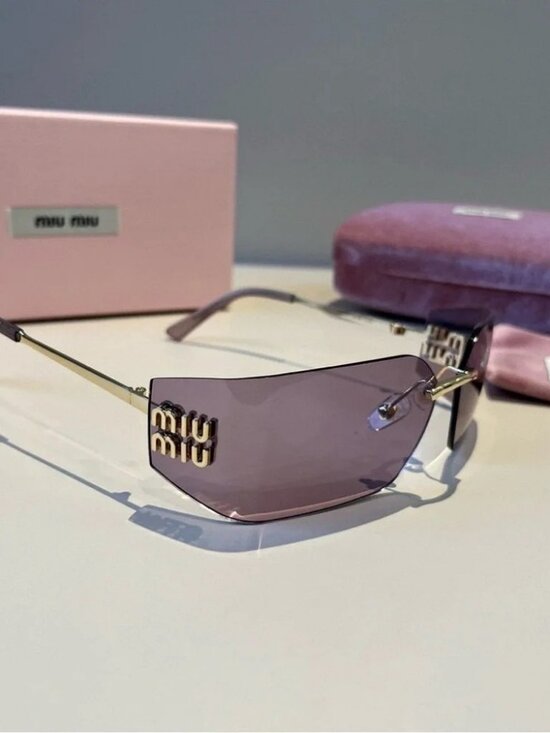 ✨ Miu Miu Rimless Pink Tinted Logo Sunglasses ✨